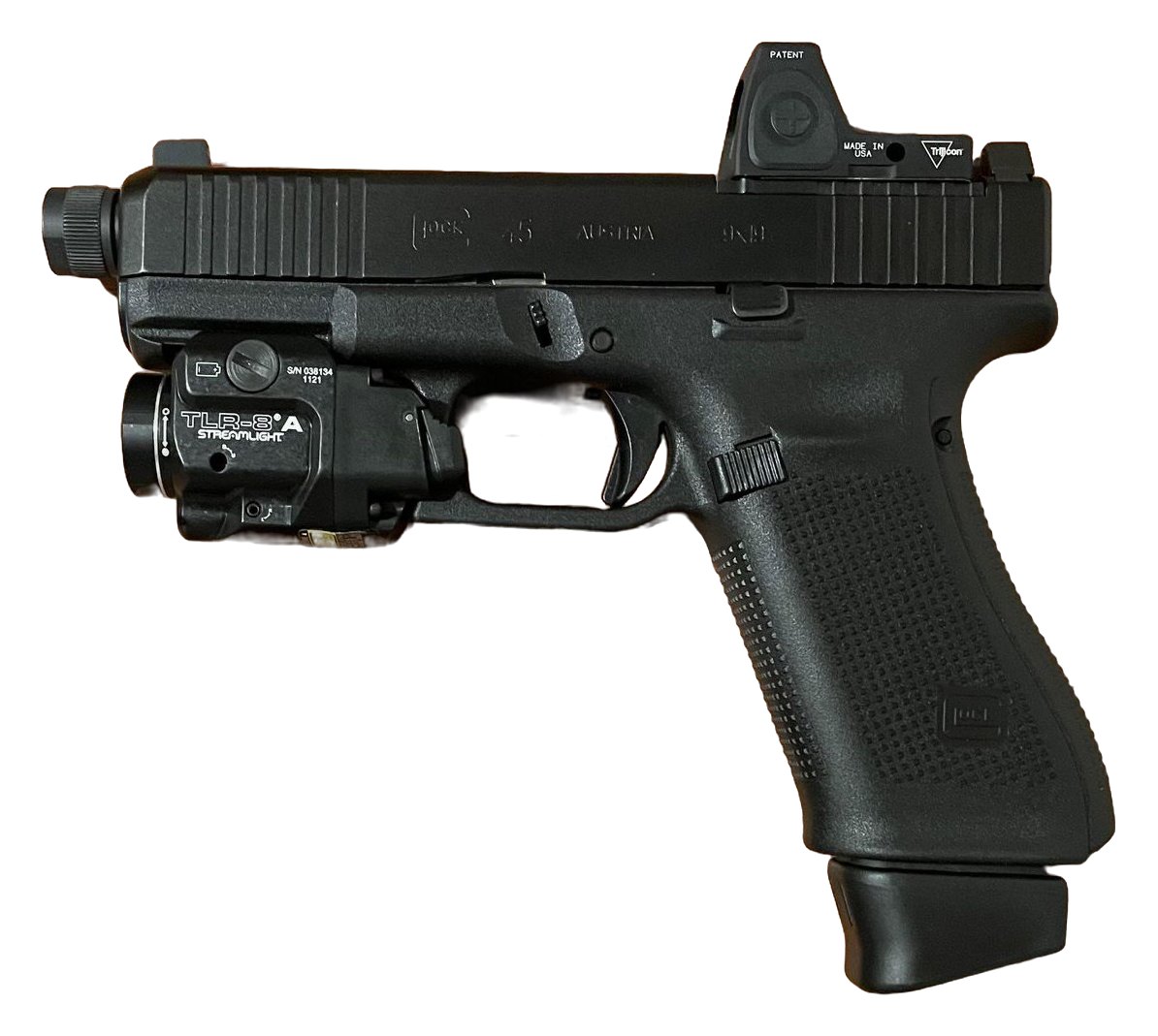 GLOCK G45 Gen5 with Trijicon RMR + Streamlight TLR-8 A (representative photo)